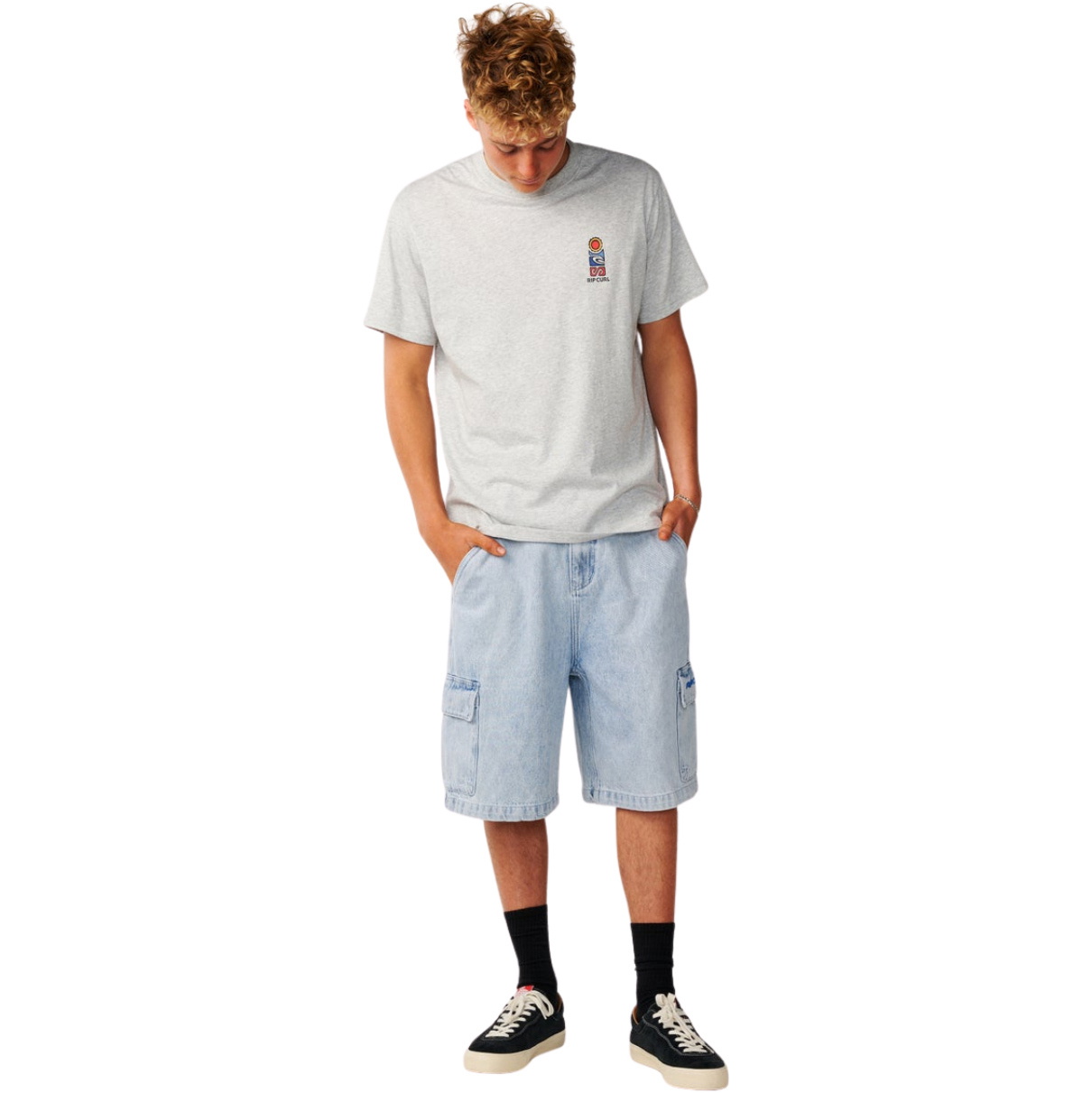 Rip Curl Mens Search Series Vaporcool Stack Relaxed T-Shirt 16IMTE - Grey Marle